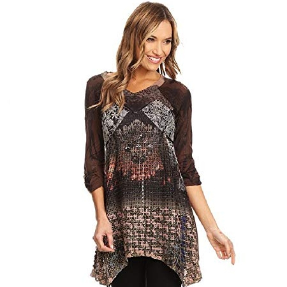 Women's Brown Mid Sleeve Tunic